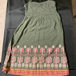 Roxy Summer Dress - Adjustable Straps - Olive Green - XS